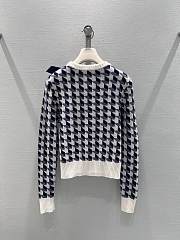 Colestore Dior Cropped Sweater Navy Blue and White Houndstooth Wool Knit - 6