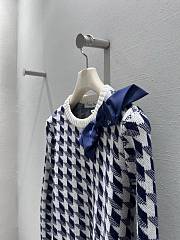 Colestore Dior Cropped Sweater Navy Blue and White Houndstooth Wool Knit - 5