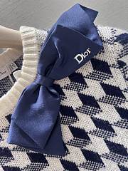 Colestore Dior Cropped Sweater Navy Blue and White Houndstooth Wool Knit - 4