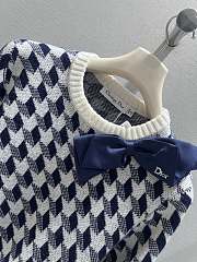Colestore Dior Cropped Sweater Navy Blue and White Houndstooth Wool Knit - 3