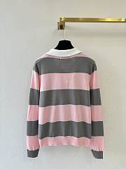 Colestore Dior Marinière Long-Sleeved Polo Shirt Gray and Pink Cotton Knit - 6