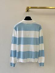 Colestore Dior Marinière Long-Sleeved Polo Shirt Blue and Ecru Cotton Knit - 6