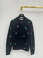 Colestore Dior Cardigan with Dior Clover Embroidery Black Virgin Wool Jersey - 1