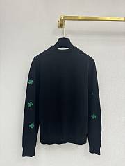 Colestore Dior Cardigan with Dior Clover Embroidery Black Virgin Wool Jersey - 6