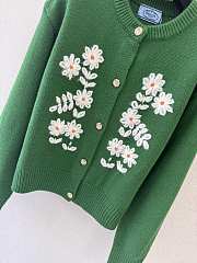 Colestore Prada Floral Green Wool Cardigan - 5