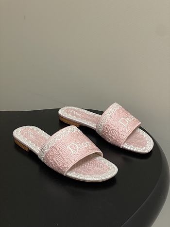 Colestore Dior Dentelle Slide Rose Soupir Dior Oblique Embroidered Cotton and White Lace