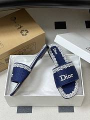 Colestore Dior Dentelle Slide Blue Dior Oblique Embroidered Cotton and White Lace - 2