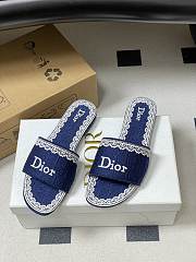 Colestore Dior Dentelle Slide Blue Dior Oblique Embroidered Cotton and White Lace - 6