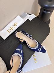 Colestore Dior J'Adior Slingback Pump Blue Dior Oblique Embroidered Cotton and White Lace - 2