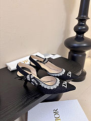 Colestore Dior J'Adior Slingback Pump Black Dior Oblique Embroidered Cotton and White Lace - 1