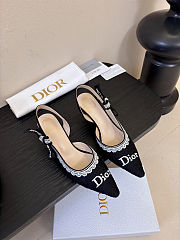 Colestore Dior J'Adior Slingback Pump Black Dior Oblique Embroidered Cotton and White Lace - 5