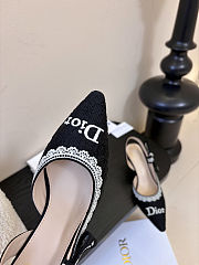 Colestore Dior J'Adior Slingback Pump Black Dior Oblique Embroidered Cotton and White Lace - 4