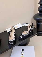 Colestore Dior J'Adior Slingback Pump Black Dior Oblique Embroidered Cotton and White Lace - 3