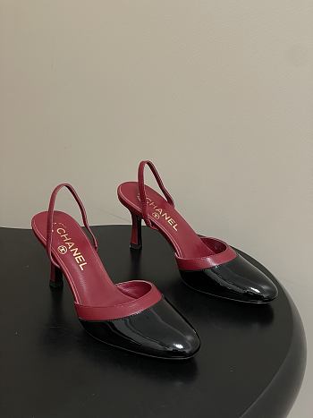 Colestore Chanel Slingbacks Goatskin & Patent Calfskin Red & Black 7.5cm