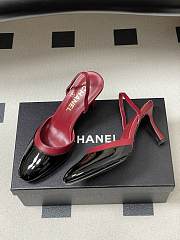 Colestore Chanel Slingbacks Goatskin & Patent Calfskin Red & Black 7.5cm - 2