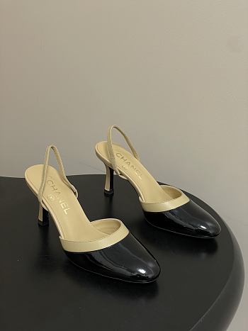 Colestore Chanel Slingbacks Goatskin & Patent Calfskin Beige & Black 7.5cm