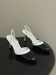 Colestore Chanel Slingbacks Goatskin & Patent Calfskin White & Black 7.5cm - 1