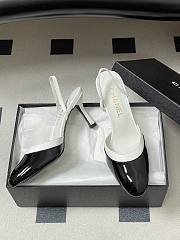 Colestore Chanel Slingbacks Goatskin & Patent Calfskin White & Black 7.5cm - 3