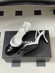 Colestore Chanel Slingbacks Goatskin & Patent Calfskin White & Black 7.5cm - 2