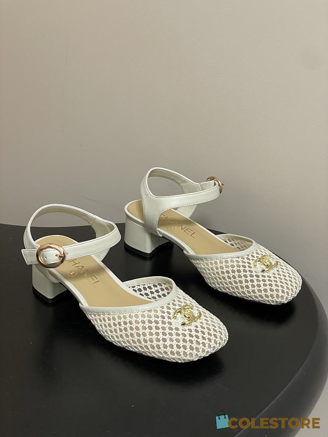 Colestore Chanel  Slingbacks Mesh & Goatskin White - 1