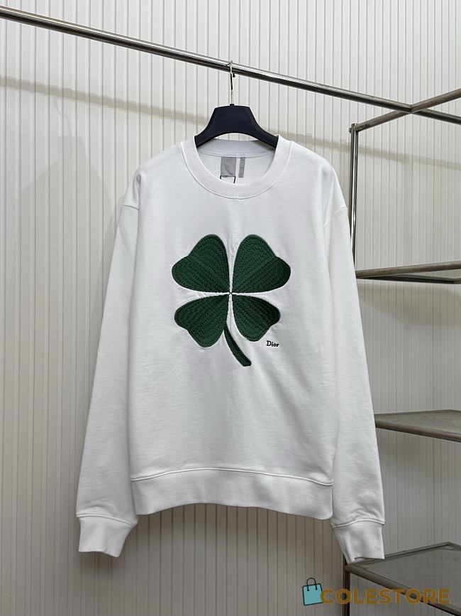 Colestore  Dior Sweatshirt with Dior Clover Embroidery White Cotton  Fleece - 1