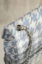 Colestore Chanel Classic Flap Bag Sequins & Silver-Tone Metal Light Blue & White 20cm - 6
