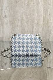 Colestore Chanel Classic Flap Bag Sequins & Silver-Tone Metal Light Blue & White 20cm - 3