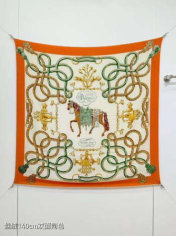 Colestore   Hermes Palefroi Shawl 140 Orange/Ivory/Green