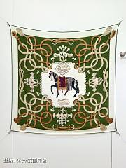Colestore   Hermès Palefroi Shawl 140 blanc / vert loden / gris argent - 1