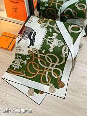 Colestore   Hermès Palefroi Shawl 140 blanc / vert loden / gris argent - 3