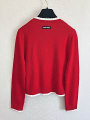 Colestore Miu Miu Red Embellished Trim Sweater - 6