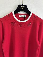 Colestore Miu Miu Red Embellished Trim Sweater - 3