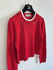 Colestore Miu Miu Red Embellished Trim Sweater - 2