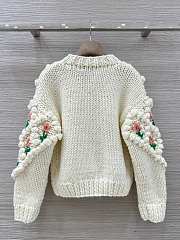 Colestore Chanel White Knit Floral Embroidered Cardigan - 6