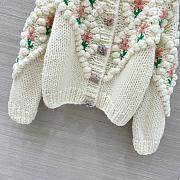 Colestore Chanel White Knit Floral Embroidered Cardigan - 5