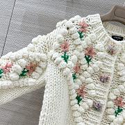 Colestore Chanel White Knit Floral Embroidered Cardigan - 4