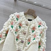 Colestore Chanel White Knit Floral Embroidered Cardigan - 3