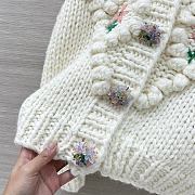 Colestore Chanel White Knit Floral Embroidered Cardigan - 2