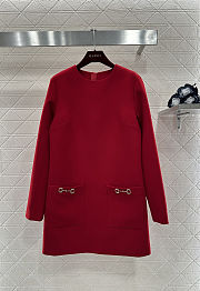 Colestore Gucci Silk Georgette Dress with Horsebit in Rosso Ancora Red  - 1