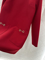 Colestore Gucci Silk Georgette Dress with Horsebit in Rosso Ancora Red  - 6