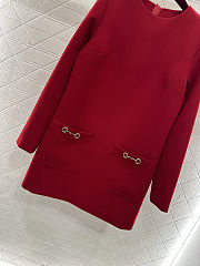 Colestore Gucci Silk Georgette Dress with Horsebit in Rosso Ancora Red  - 5