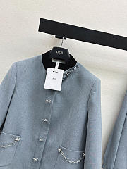 Colestore Dior Cropped Jacket Blue Virgin Wool Tweed - 5