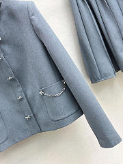 Colestore Dior Cropped Jacket Blue Virgin Wool Tweed - 4
