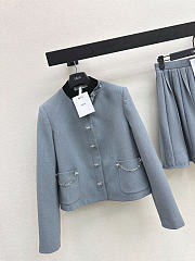 Colestore Dior Cropped Jacket Blue Virgin Wool Tweed - 2