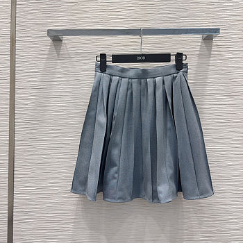 Colestore  Dior Pleated Miniskirt Blue Virgin Wool Tweed