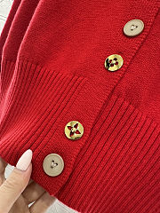 Colestore Louis Vuitton Monogram Patterned Knitted Cardigan Red - 5