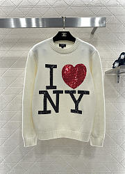 Colestore Chanel I Love NY Relaxed Knitted Crewneck Sweater - 1