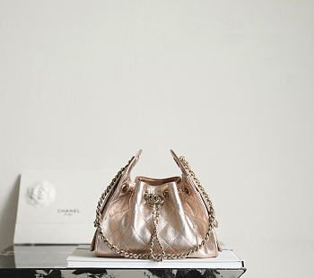 Colestore Chanel 25 Mini Handbag, Metallic Grained Calfskin & Silver-Tone Metal Rose Gold 20 x 22 x 12.5cm