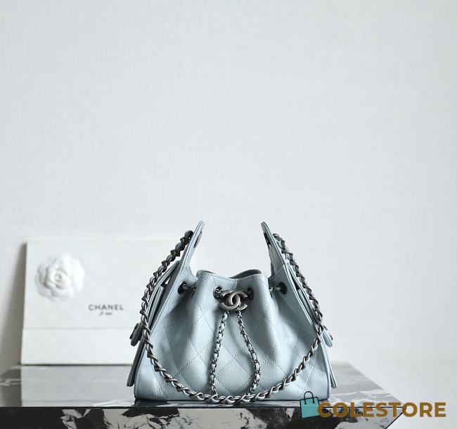 Colestore Chanel 25 Mini Handbag Grained Calfskin & Silver-Tone Metal Baby Blue 20x22x12.5cm - 1