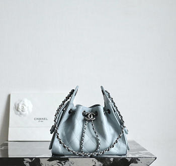 Colestore Chanel 25 Mini Handbag Grained Calfskin & Silver-Tone Metal Baby Blue 20x22x12.5cm